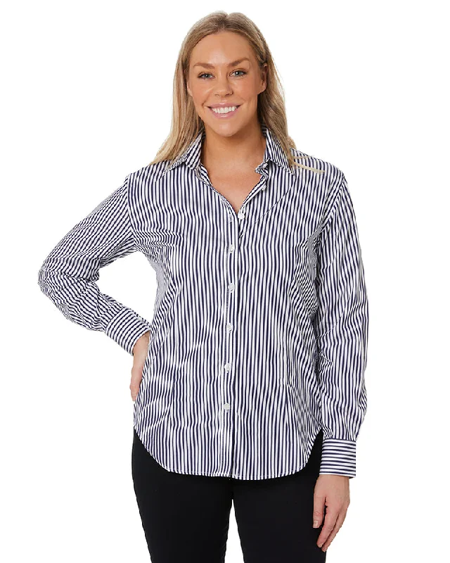 Weekend Offers That Delight Ladies LS Shirt - Navy/White