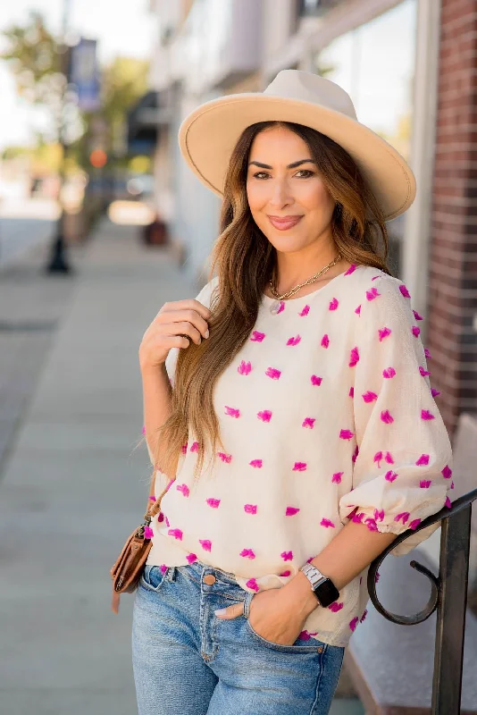Weekend Savings Galore Stylish Dot 3/4 Blouse