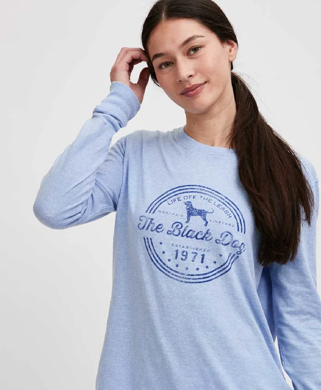 Weekend Discounts to Delight Ladies Dog Stamp Longlseeve Tee