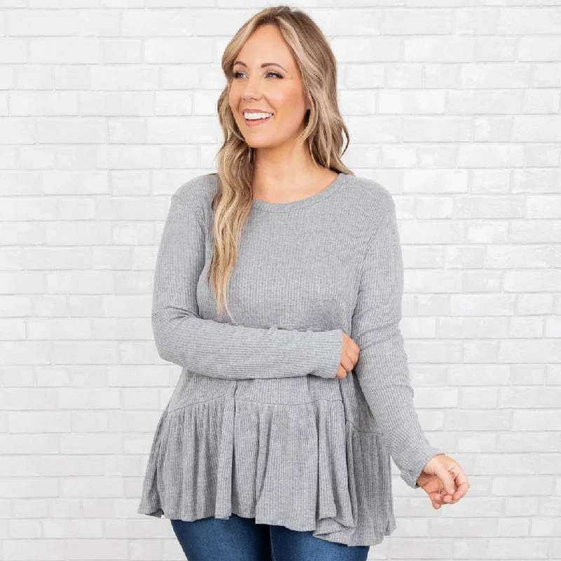 Weekend Savings Galore With Confidence Top, Heather Grey