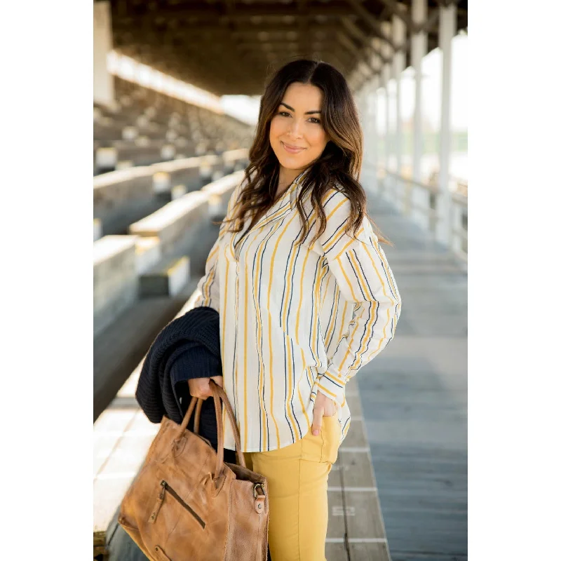 Huge Savings Touch of Mustard Button Back Blouse