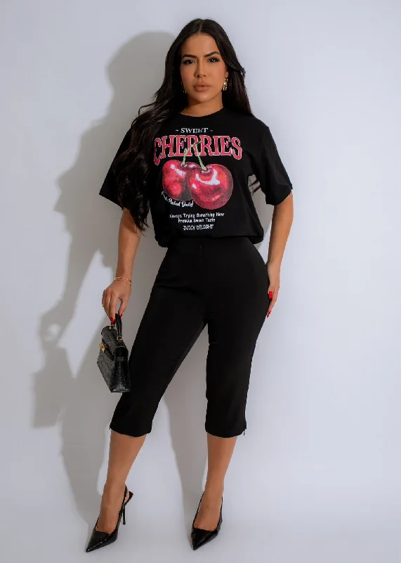Your Weekend, Your Savings Be Your Girl Cherry Long Top Black