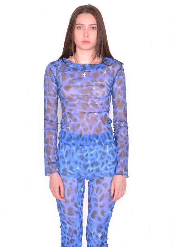 New Arrival KNWLS SS24-CLAVLS0AQULEO CLAVICLE LONG SLEEVE TOP AQUA LEO