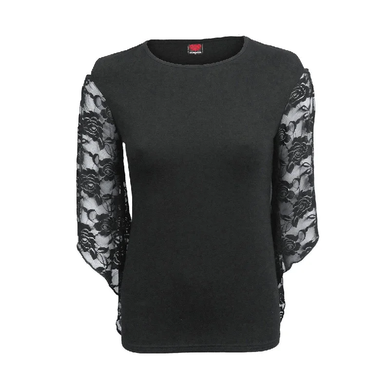 Savings Galore GOTHIC ELEGANCE - Rose Lace Sleeve Top