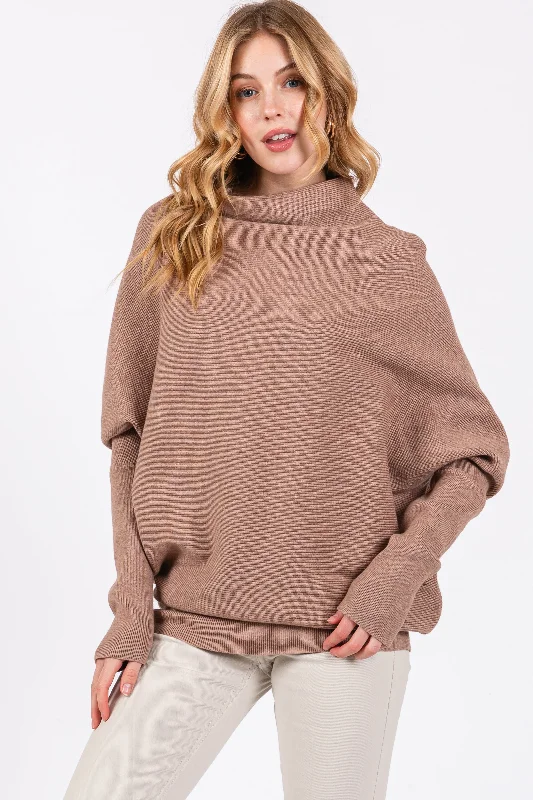 Weekend Bargains to Love Taupe Funnel Neck Dolman Sleeve Sweater