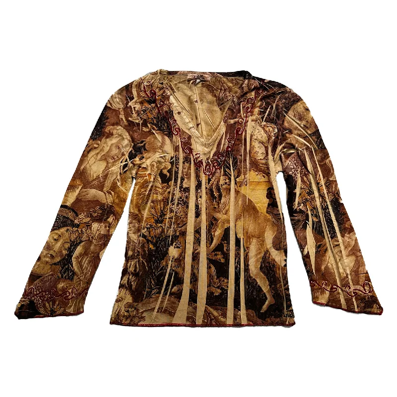 Weekend Discounts to Snag Artistic Print Long Sleeves Top