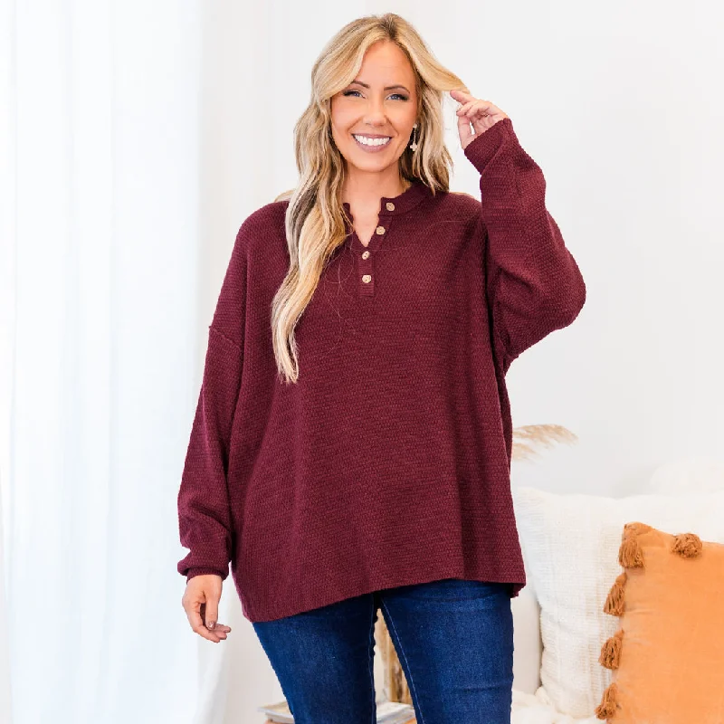 Weekend Specials You Can't Miss Please Take Me With You Sweater, Burgundy