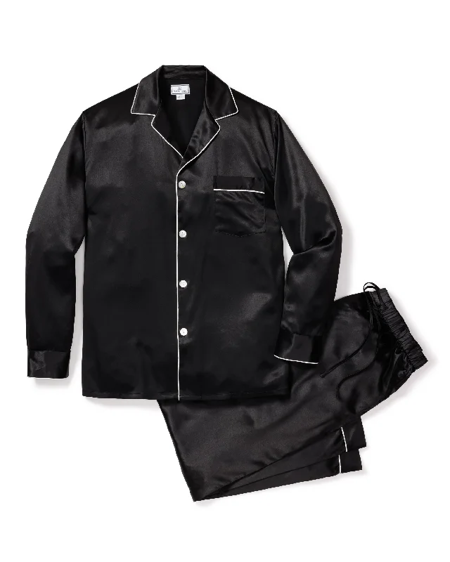 Weekend Savings Spectacle Men's Silk Pajama Set in Black