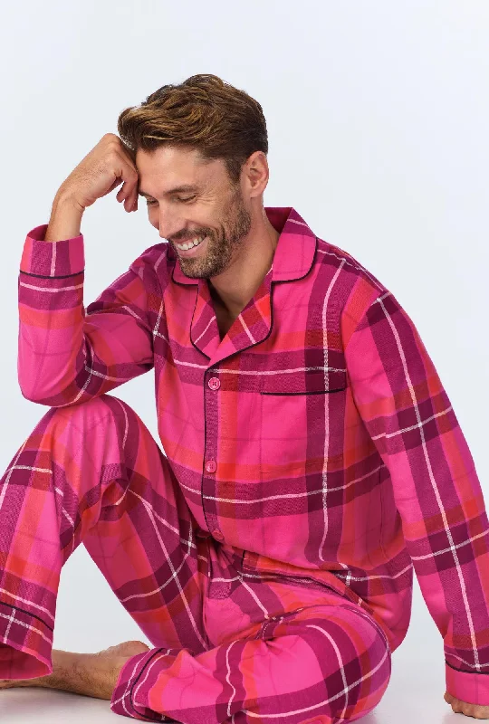 Top Pick BedHead x Mr. Turk Aurora Plaid Men's Long Sleeve Classic Woven Portuguese Flannel PJ Set