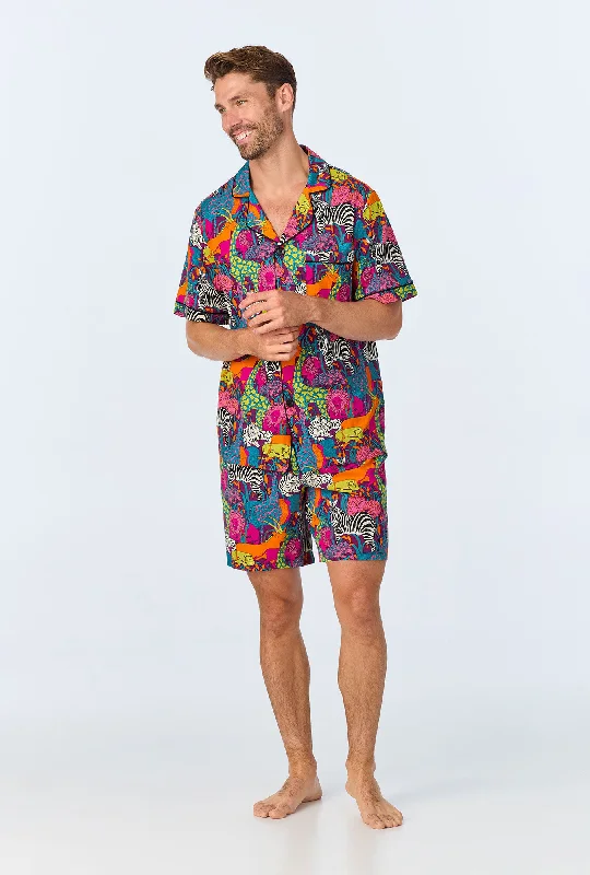Hurry In BedHead x Mr. Turk Jungle Mens Short Sleeve Notch Stretch Jersey Short PJ Set Hurry In BedHead x Mr. Turk Jungle Mens Short Sleeve Notch Stretch Jersey Short PJ Set