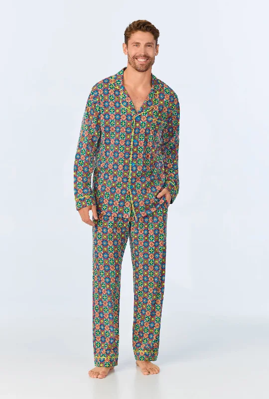 Price Drop BedHead x Mr. Turk Pretty Tiles Men's Long Sleeve Classic Stretch Jersey PJ Set
