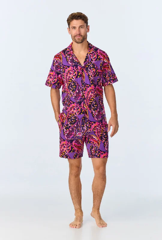 Online Exclusive BedHead x Mr. Turk Tangled Paisley Men's Short Sleeve Notch Stretch Jersey Short PJ Set Online Exclusive BedHead x Mr. Turk Tangled Paisley Men's Short Sleeve Notch Stretch Jersey Short PJ Set