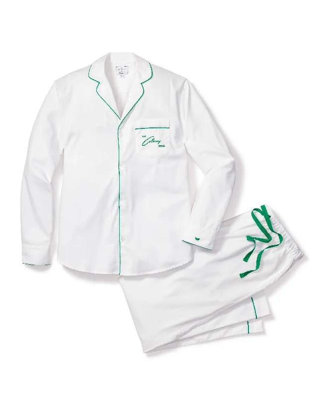 Flash Sale Colony Hotel x Petite Plume Men's White with Green Piping Pajama Set