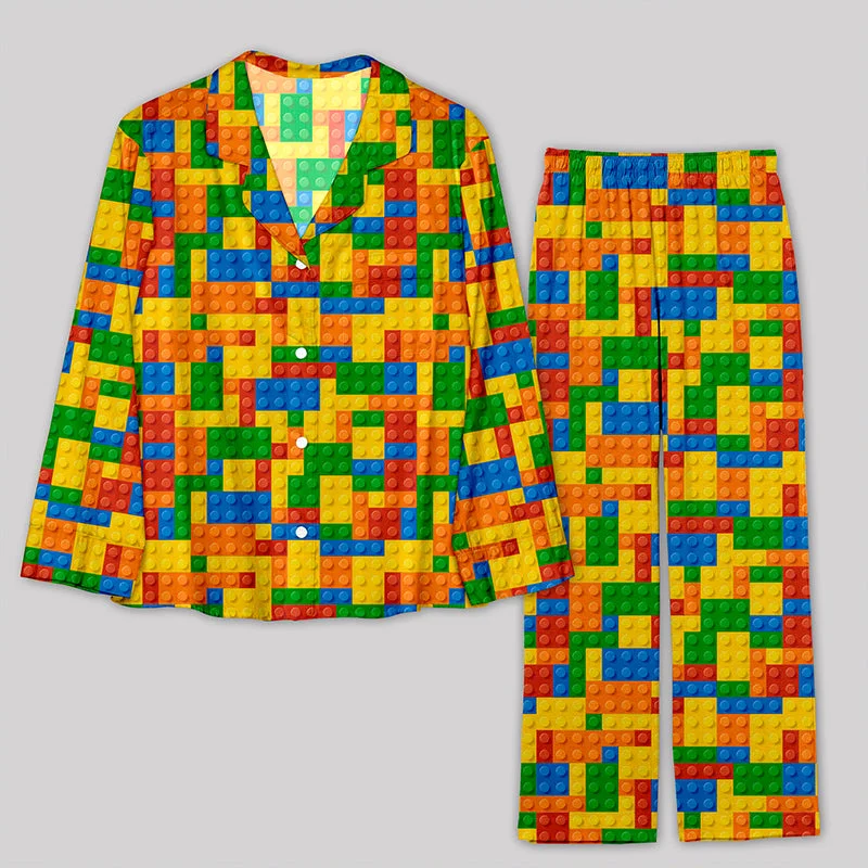 Weekend Offers That Dazzle Colorful Building Blocks Puzzle Pajamas Set