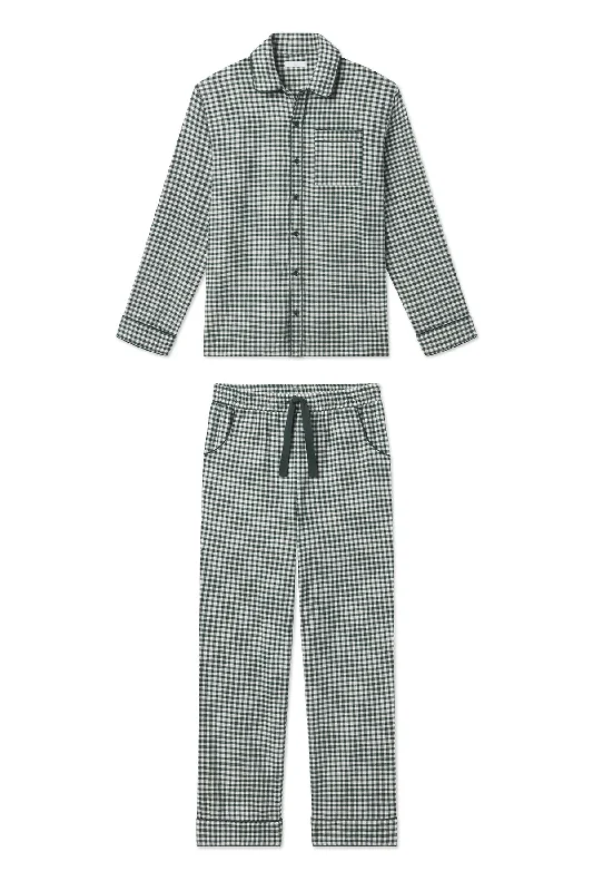 Big Savings Men's Flannel Piped Pants Set in Conifer Gingham