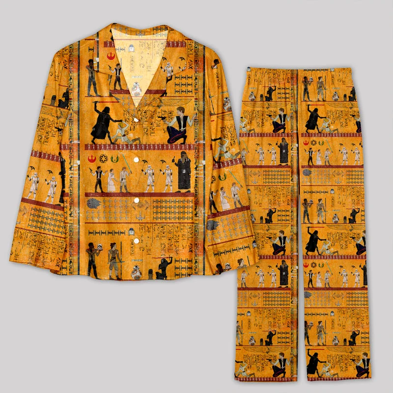 Crazy Savings Dark Warrior Ancient Egypt Mural Pajamas Set