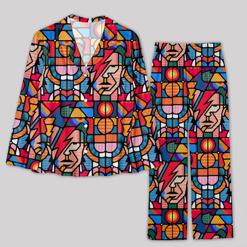Weekend Special David Bowie Colorful Geometry Modern Art Pajamas Set