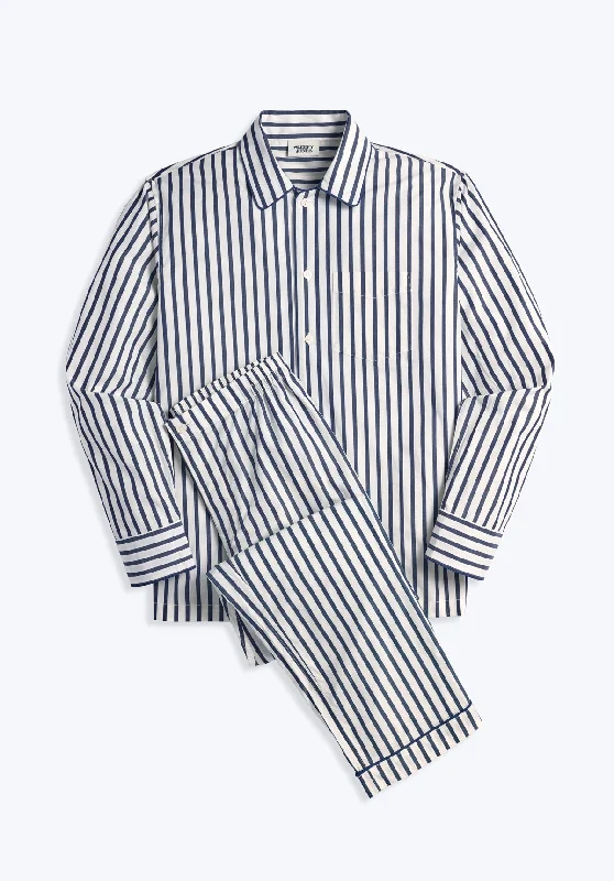 Half Price Henry Pajama Set in Navy Breton Stripe