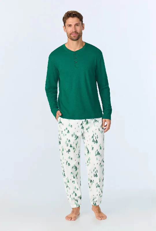 Final Clearance Hit the Slopes Men's Long Sleeve Henley and Jogger Woven Portuguese Flannel PJ Set Final Clearance Hit the Slopes Men's Long Sleeve Henley and Jogger Woven Portuguese Flannel PJ Set