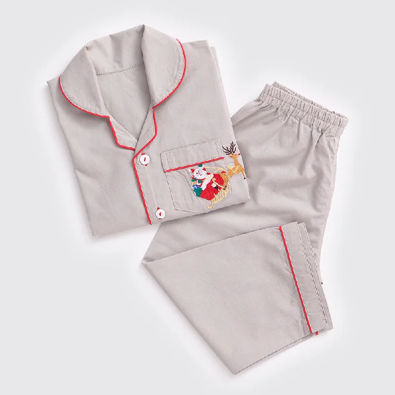 Midnight Madness Men Santa In Sleigh (Grey) Pajama Set