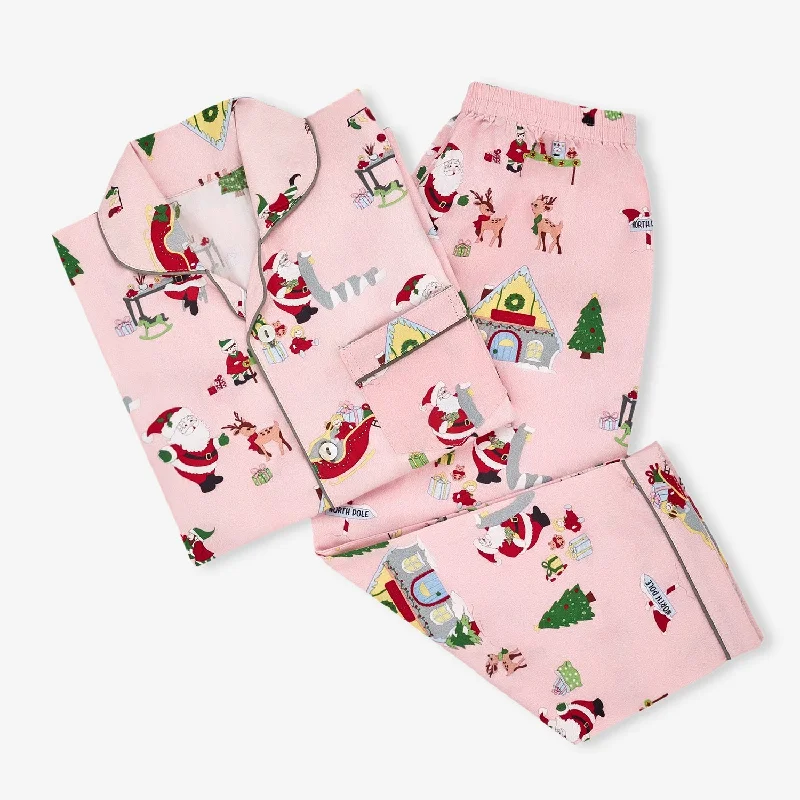 Don't Miss Out Men Santa's Workshop Pajama Set - Blush Pink