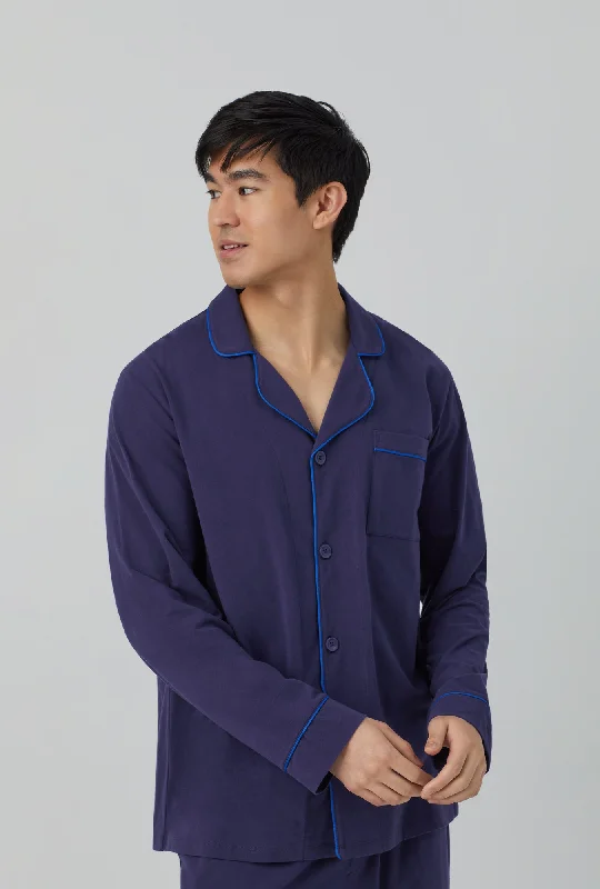 Weekend Offers That Amaze Navy Men's Long Sleeve and Jogger Stretch Jersey PJ Set