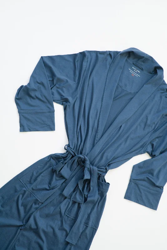 Year-End Sale 100% Peruvian Pima Cotton Denim Blue Robe