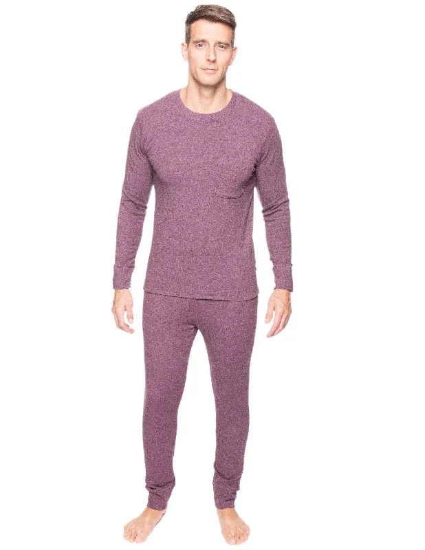 Weekend Savings Bonanza Men's Soft Brushed Rib Sleep Set - Heathered Fig