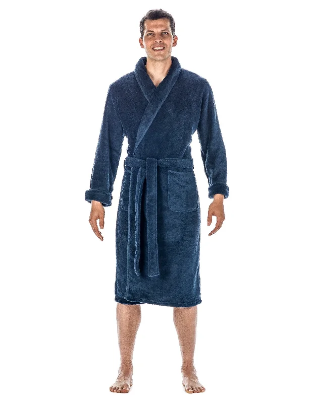 Today Only Luxurious Noble Mount Men's Coral Fleece Plush Robe with Shawl Collar - Soft, Warm, and Cozy Full-Length Bathrobe with Pockets and Tie Belt