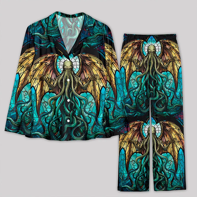 Big Deal Stained Glass Style Cthulhu Pajamas Set