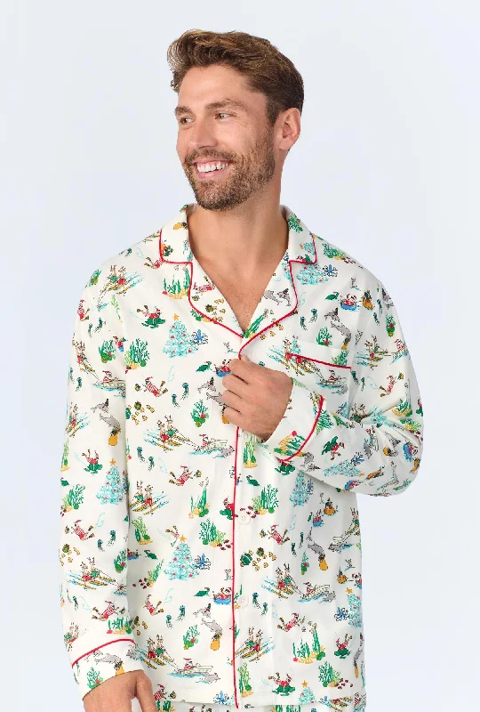 Exclusive Deal Tis The Sea-Son Men's Long Sleeve Classic Stretch Jersey PJ Set