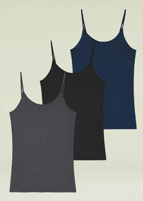 Weekend Savings Fiesta Women's Bamboo Viscose Adjustable Strap Cami Tank Top 3 Pack