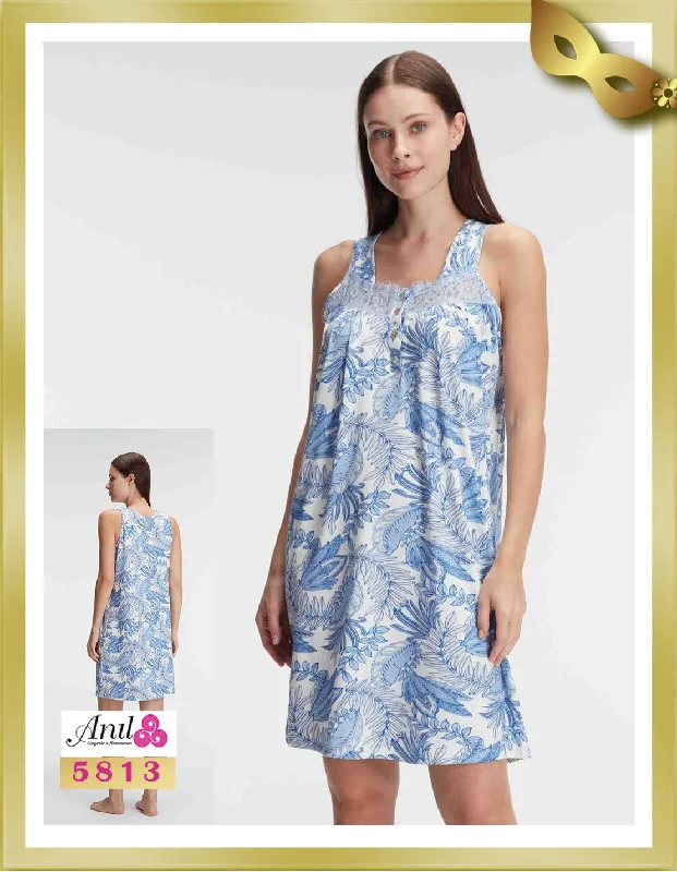 Weekend Deals That Sizzle Floral Patterned Summer Mini Lace Detailed Nightgown 5813