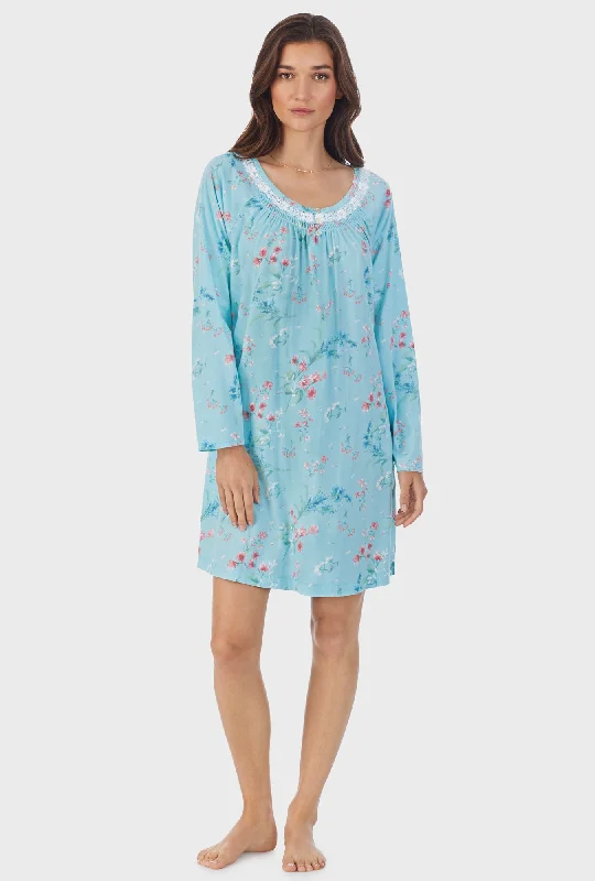 Best Choice Aqua Floral Cotton Short Nightgown