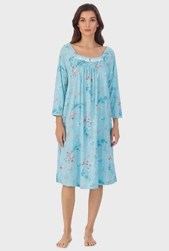 Discount Mania Aqua Floral  Cotton Waltz Nightgown