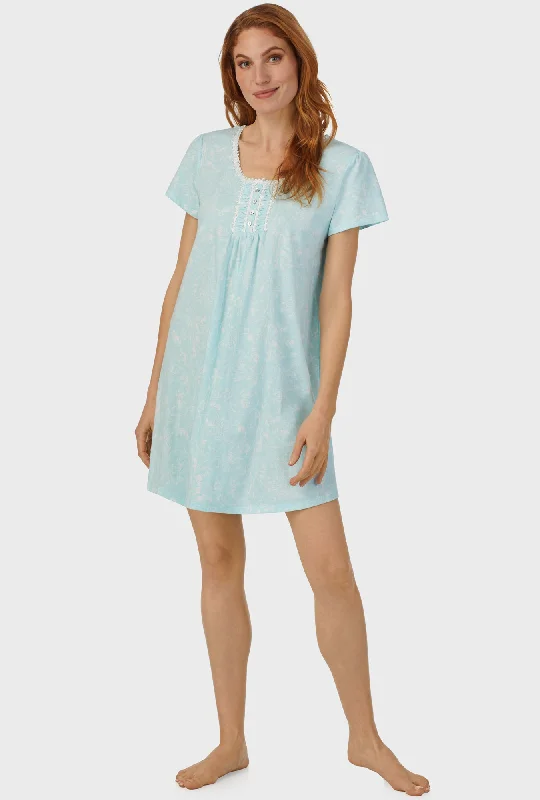 Can't Beat Aqua Scroll Cap Sleeve Nightshirt