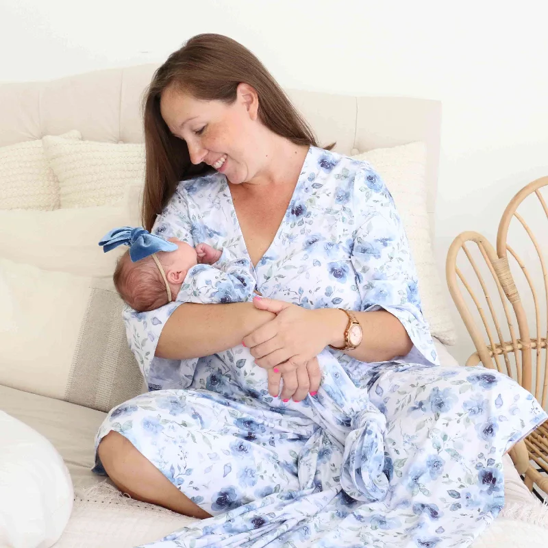 Weekend Savings Extravaganza Bailey's Blue Floral Knit Maternity Robe