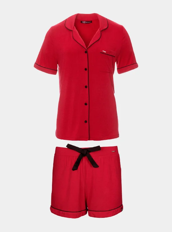Weekend Specials to Snag Red Bamboo Shirt Short Set