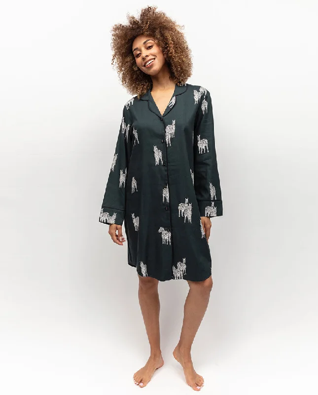 Special Discount Blake Dark Green Zebra Print Nightshirt