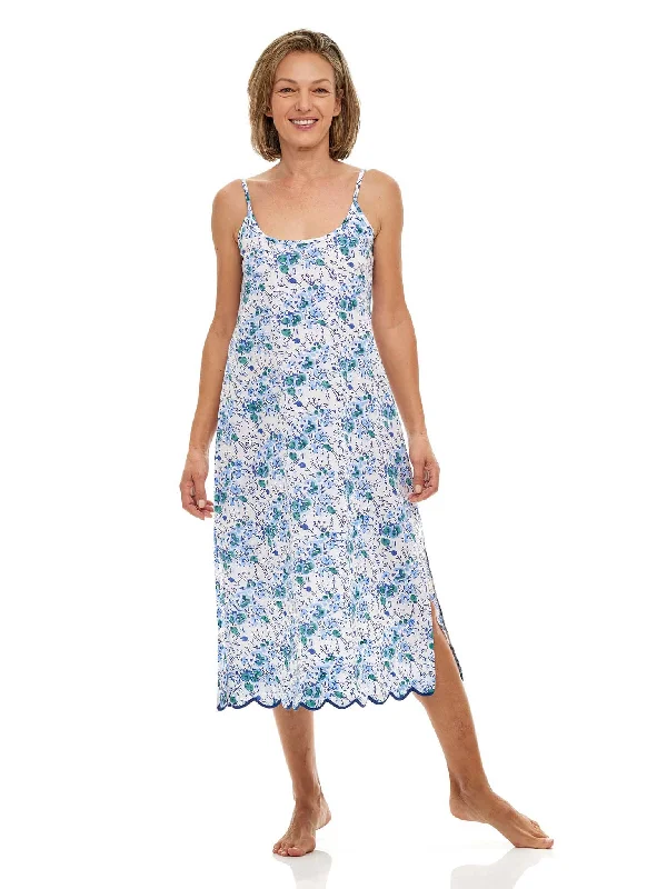 Price Drop Blue Floral Slip Nightgown