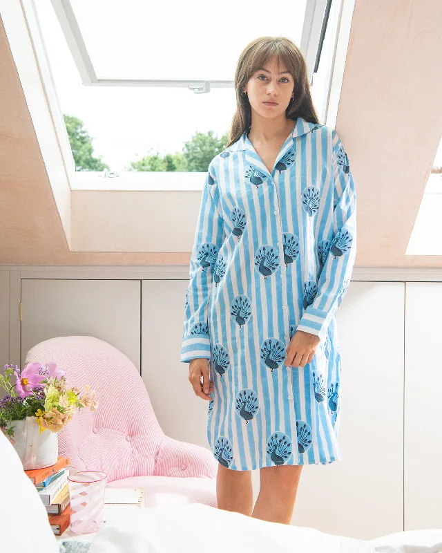Unbeatable Prices Blue Peacock / Stripe Nightshirt