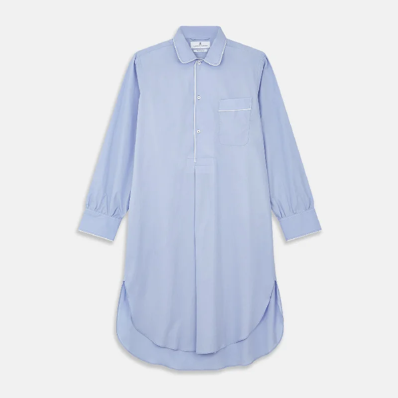 Weekend Bargains to Sizzle Blue Piped Sea Island Quality Cotton Nightshirt