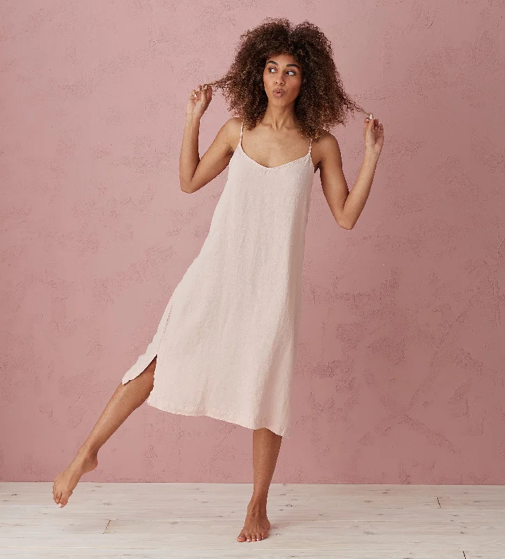 Steals and Deals Blush Pink Alice 100% Linen Cami Nightie