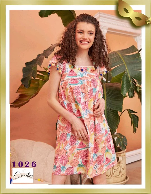 New Arrival Short Cotton Printed Nightgown 1026