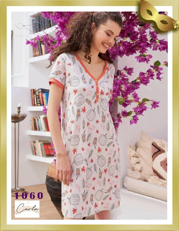 Pay Less Short Cotton Printed Nightgown 1060