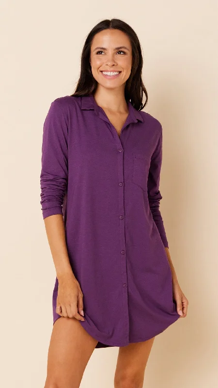 Reduced Price Classic Pima Knit Night Shirt - Aubergine
