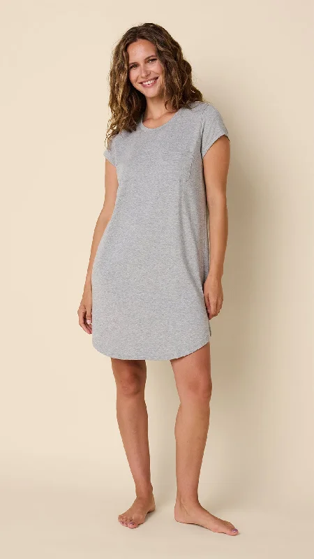 Time-Limited Offer Classic Pima Knit Short-Sleeved Sleep Shirt - Heather Grey