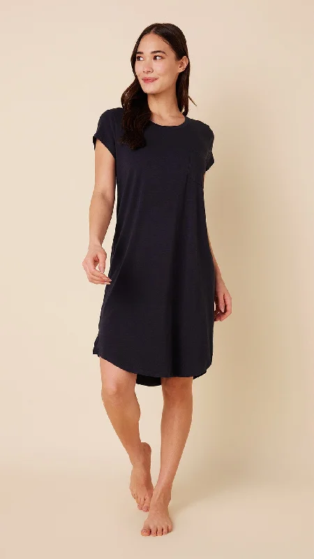 Weekend Deals That Dazzle Classic Pima Knit Short-Sleeved Sleep Shirt - Midnight