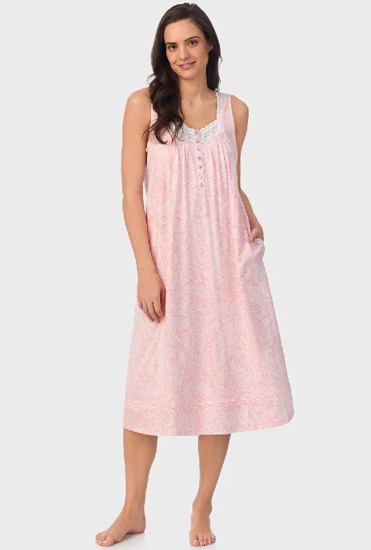 Can't Resist Coral Pink Paisley Sleeveless Nightgown