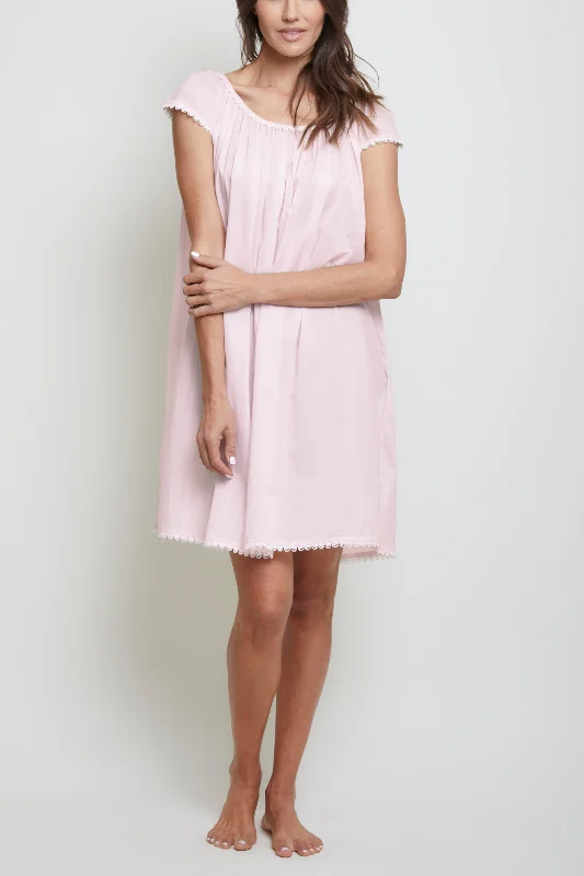 Weekend Discounts to Love Cotton Nightgown with Flower Trim - Pink